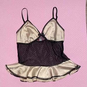 cream and black mesh top !!